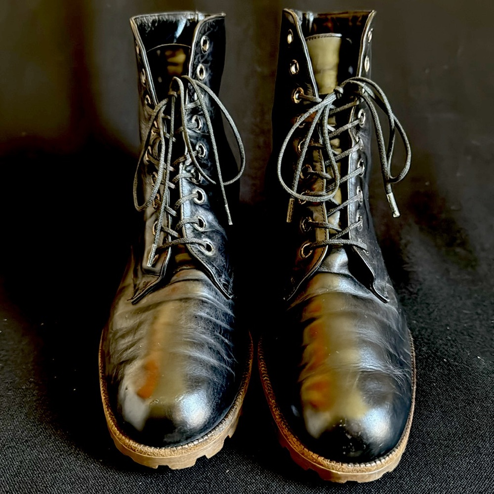 Robert Clergerie Black Leather Lace Up Boots - Picture 3 of 9
